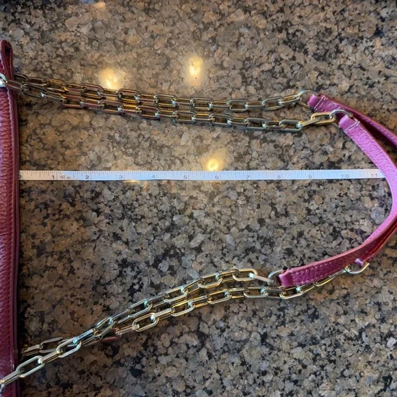 Tory Burch Plum Leather Chain Shoulder Bag - Picture 7 of 10